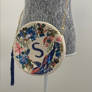 Anthropologie Anna Harlow Russo Monogram “S” Embellished Crossbody Bag